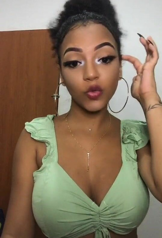 Luscious Ziane Martins Shows Cleavage in Green Crop Top