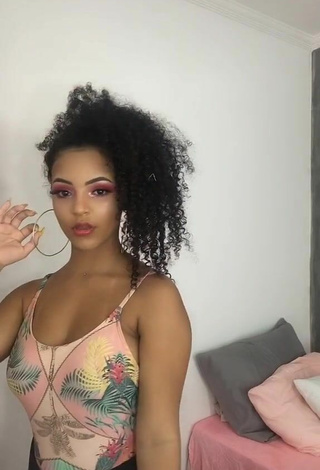 Sultry Ziane Martins in Floral Swimsuit