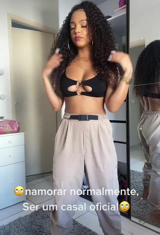 Erotic Ziane Martins Shows Cleavage in Black Bikini Top and Bouncing Boobs (Underboob)