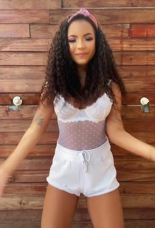 2. Cute Ziane Martins in White See Through Shorts and Bouncing Breasts