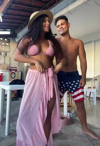 Amazing Ziane Martins Shows Cleavage in Hot Pink Bikini Top