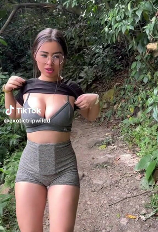 3. Sultry exotictripwildd Shows Cleavage in Grey Sport Bra and Bouncing Boobs