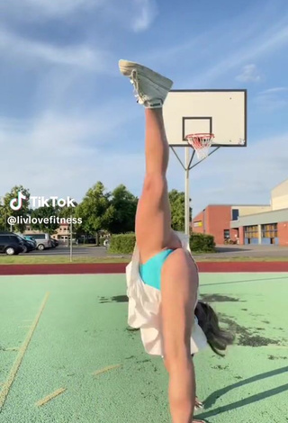 Sexy livlovefitness in Thong while doing Sports Exercises (Upskirt)