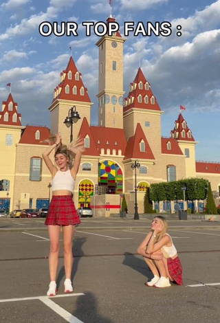 Sensual Diana Belitskay in White Crop Top (Upskirt)