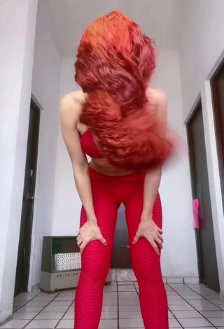 2. Amazing Bella Dueñas in Hot Red Leggings