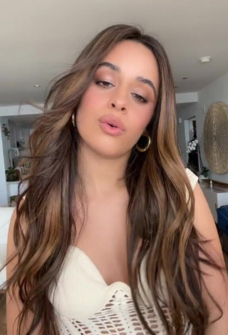 Sultry Camila Cabello Shows Cleavage in White Crop Top