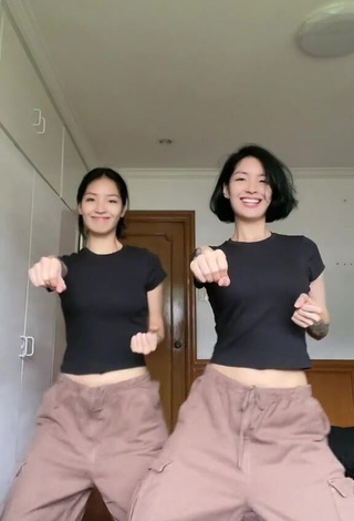 2. Cute Karina & Kamila in Black Crop Top