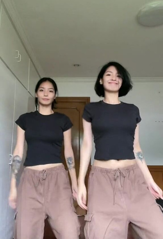 5. Cute Karina & Kamila in Black Crop Top