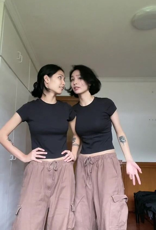 2. Hot Karina & Kamila in Black Crop Top