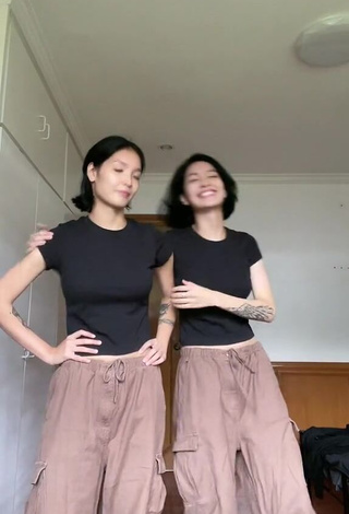 4. Hot Karina & Kamila in Black Crop Top