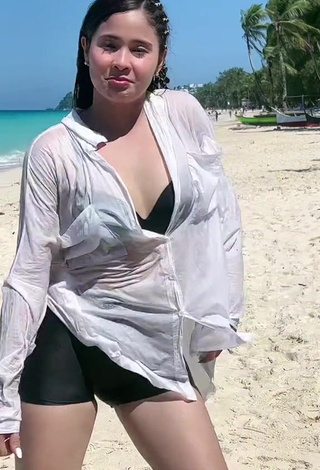 4. Sultry Christian Mae Shows Cleavage in White Top at the Beach