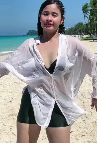 5. Sultry Christian Mae Shows Cleavage in White Top at the Beach