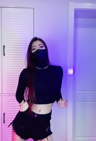 5. Han Qui in Hot Black Crop Top