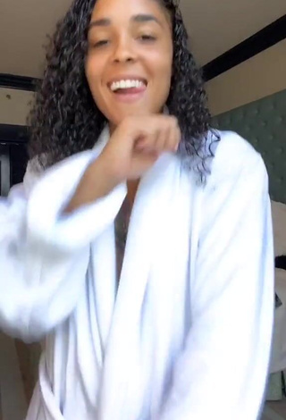 Sultry Crissa Jackson Shows Cleavage in White Bathrobe (Side Boob)