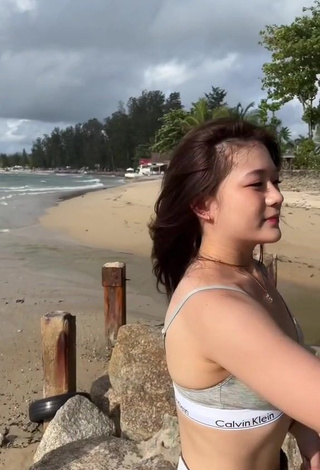 3. Sultry eunicetjoaa Shows Cleavage in Sport Bra at the Beach