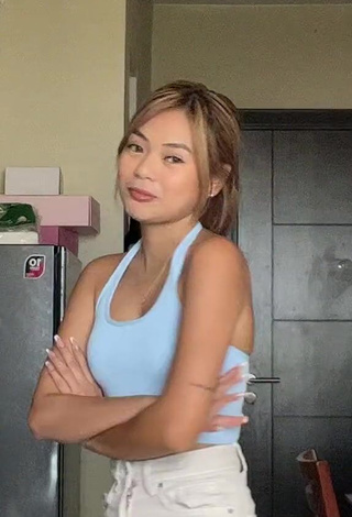 2. Pretty Eya Borja Shows Cleavage in Blue Crop Top