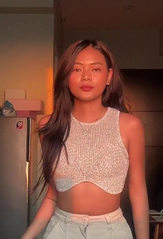 Sweetie Eya Borja in Silver Crop Top