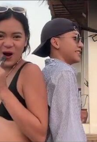 3. Beautiful Eya Borja Shows Cleavage in Sexy Black Bikini Top