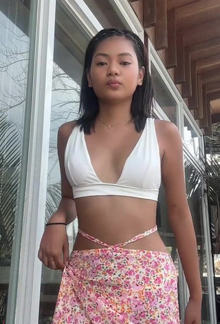 Sweetie Eya Borja Shows Cleavage in White Bikini Top