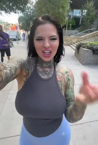 4. Sexy Heidi Lavon in Black Crop Top in a Street