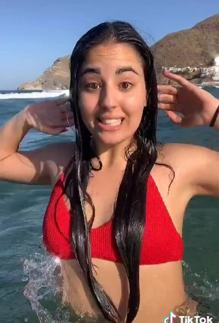 3. Luscious Laura López in Red Bikini Top in the Sea