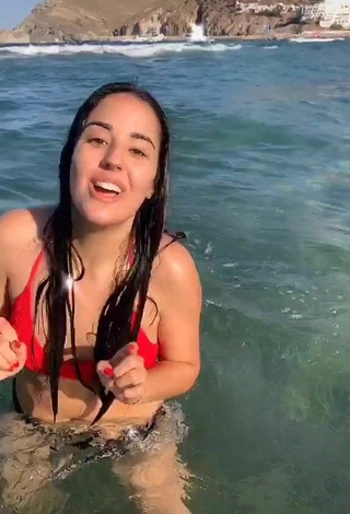 5. Luscious Laura López in Red Bikini Top in the Sea