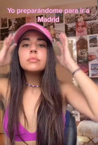 2. Sultry Laura López in Violet Crop Top