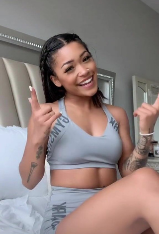 2. Titillating Leilani Green in Grey Crop Top