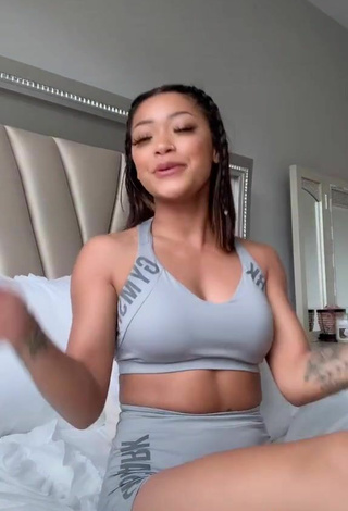 4. Titillating Leilani Green in Grey Crop Top