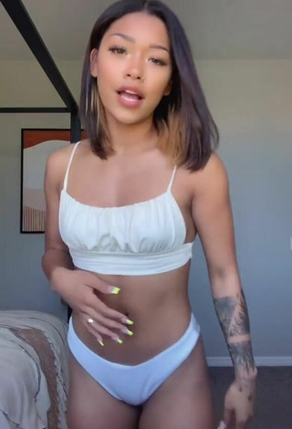 Luscious Leilani Green in White Bikini