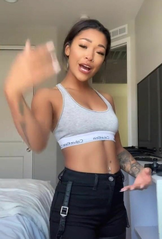 4. Luscious Leilani Green in Grey Sport Bra