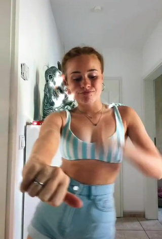 2. Beautiful Leonie Leoobalys in Sexy Striped Crop Top