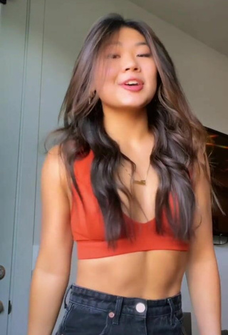 Sexy Lily Hirata in Orange Crop Top