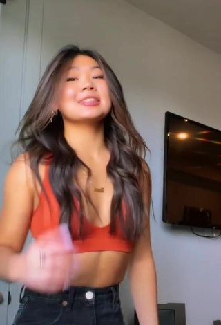 2. Sexy Lily Hirata in Orange Crop Top