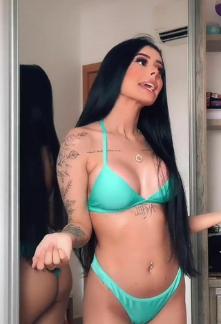 Sultry Mah Tavares in Green Bikini