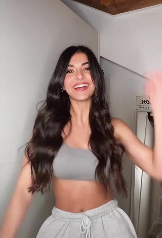 Sexy Elisa Maino in Grey Crop Top