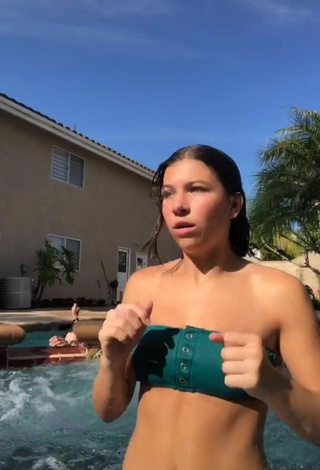 4. Titillating Makena Cain in Green Bikini Top at the Pool