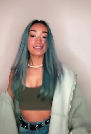 4. Sexy Baylee Christine in Olive Crop Top