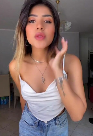 Cute Melissa Tejada in White Crop Top