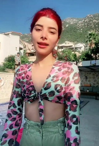 2. Hottie Merve Yalçın in Leopard Crop Top at the Pool