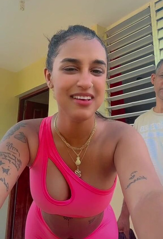 Magnificent Jenny Camacho Shows Cleavage in Pink Crop Top