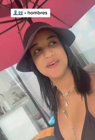 2. Really Cute Jenny Camacho Shows Cleavage in Black Bikini Top (Underboob)