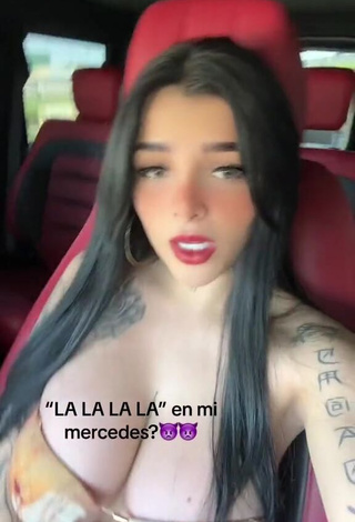 Karely Ruiz Demonstrates Attractive Cleavage in a Car (Side Boob)