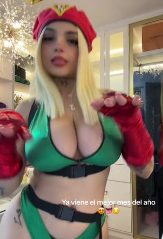 Sexy Karely Ruiz Shows Cleavage in Green Bra (Side Boob)