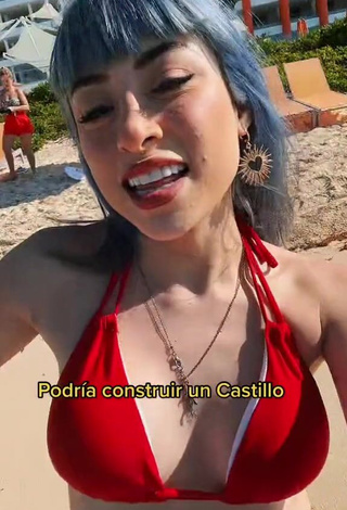 3. Erotic Legna Hernández Shows Cleavage in Red Bikini Top at the Beach (Side Boob)