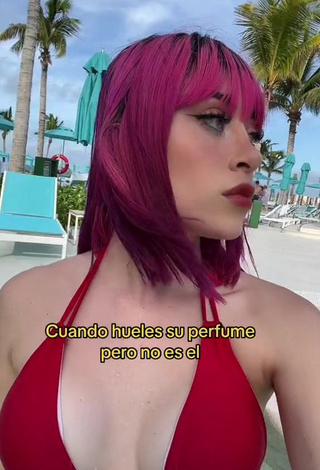 Titillating Legna Hernández Shows Cleavage in Red Bikini Top (Side Boob)