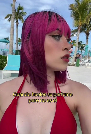 2. Titillating Legna Hernández Shows Cleavage in Red Bikini Top (Side Boob)