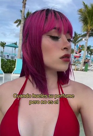 3. Titillating Legna Hernández Shows Cleavage in Red Bikini Top (Side Boob)