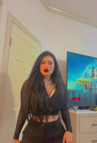 Really Cute Marlene Santana Shows Cleavage in Black Crop Top (Side Boob)