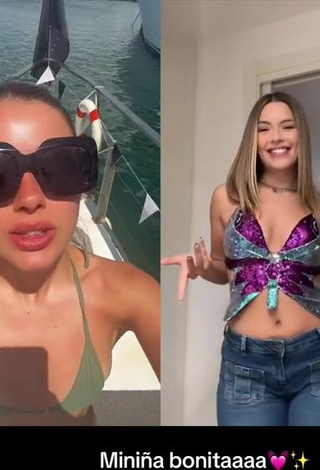 Sultry Mar Lucas Vilar Shows Cleavage in Olive Bikini Top